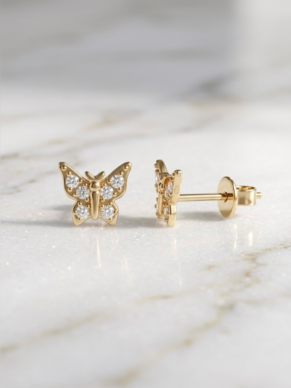 S925 Minimalist Butterfly Moissanite Diamond Studs Earrings